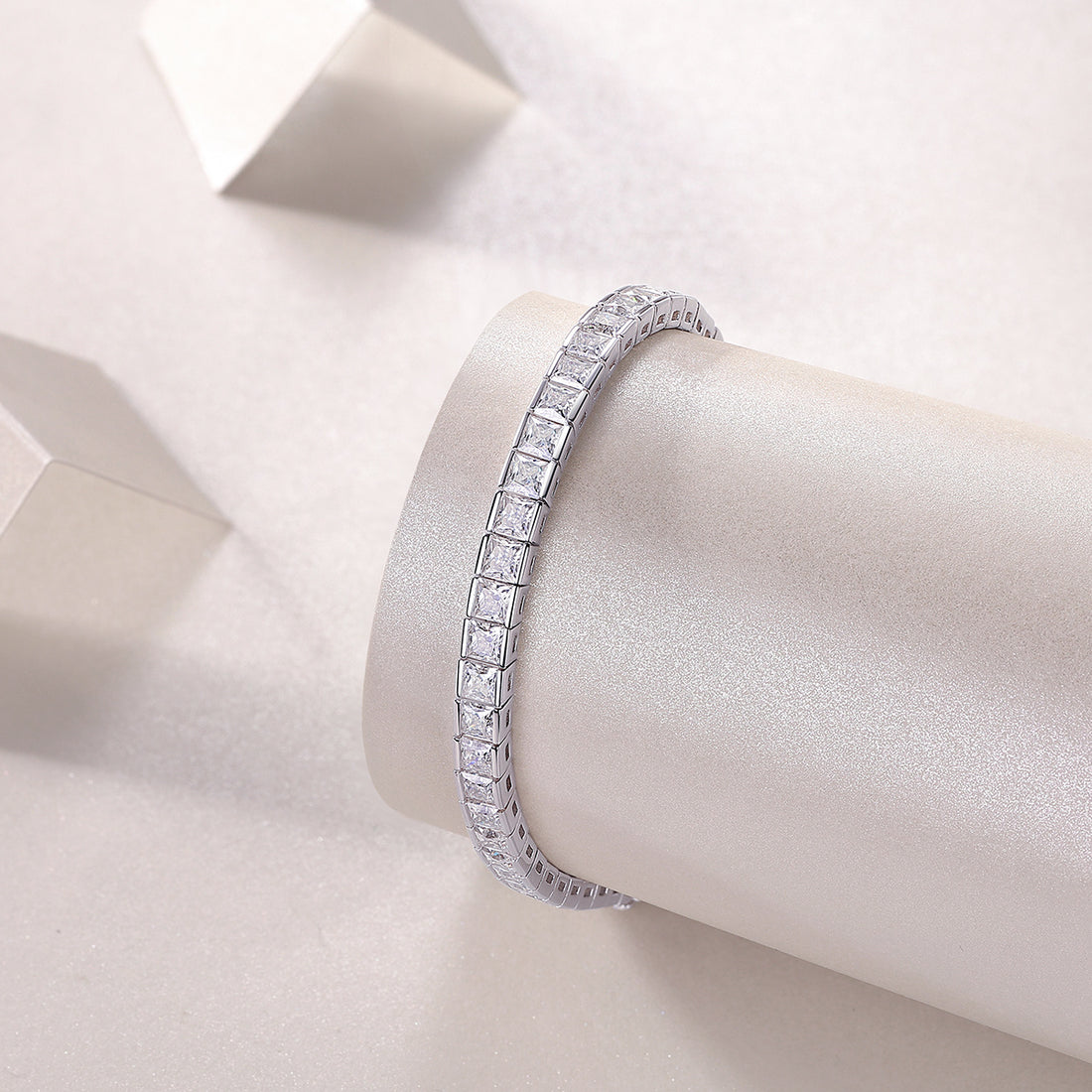 Princess Cut VVS Moissanite Tennis Bracelet S925 Silver