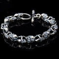 Double-sided Skull Bracelet Sterling Silver S925 Vintage  Silver Bracelet