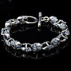 Double-sided Skull Bracelet Sterling Silver S925 Vintage  Silver Bracelet
