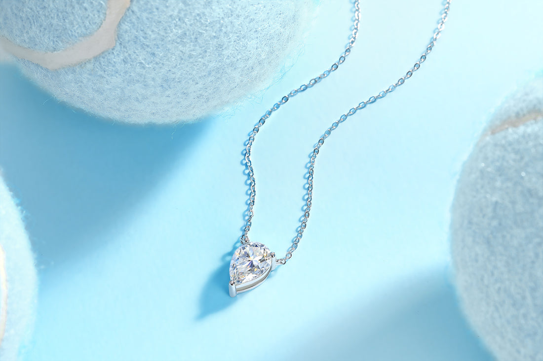 Pearl Cut VVS Moissanite - Fashionable Jewelry Pendant Set With Moissanite S925 Sterling Silver And Platinum-plated Diamond, Moissanite Silver Jewelry