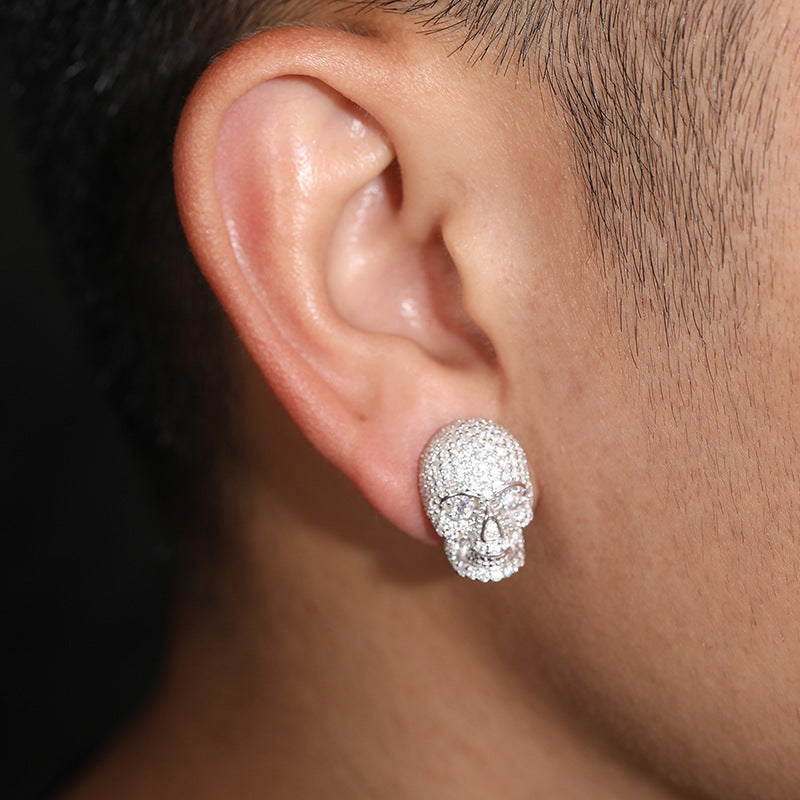 S925 Silver Skull Moissanite Stud Earrings