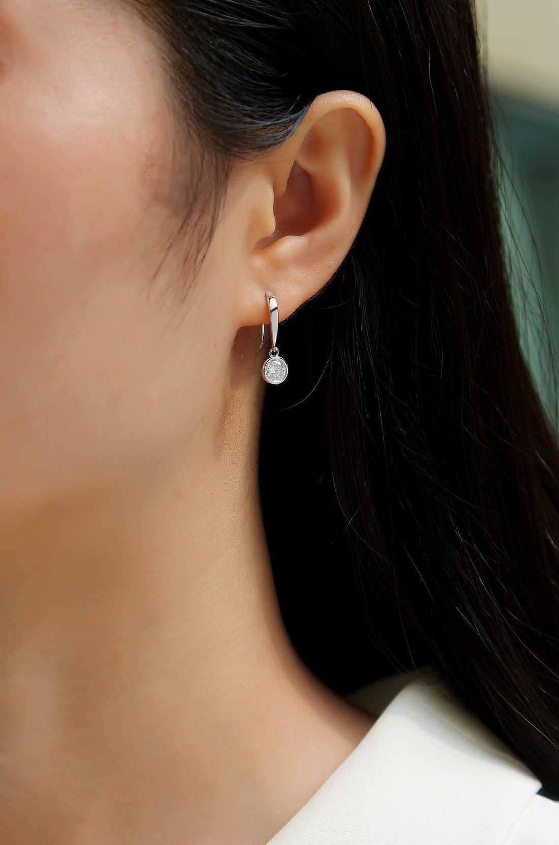 Stud Fashionable Earrings Set With Moissanite S925 Sterling Silver Platinum Plated