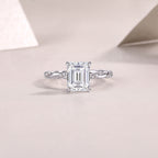 Chasing Light - VVS Emerald Moissanite Ring Set S925 Sterling Silver