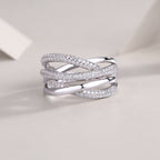 Brilliant Interweaving Diamond Ring Set With Moissanite S925 Sterling Silver And Platinum-plated