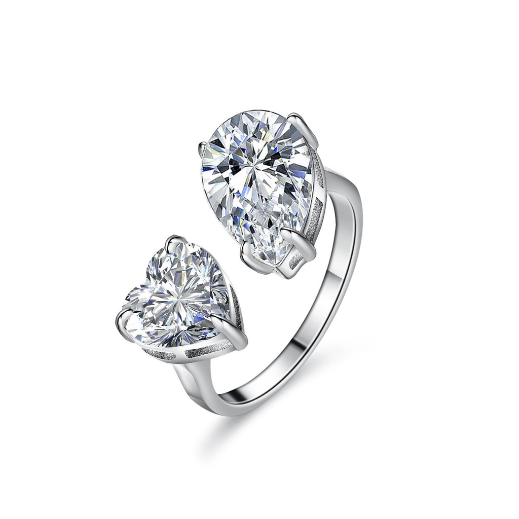 Heart and Pear Cut VVS Moissanite Ring S925 Silver