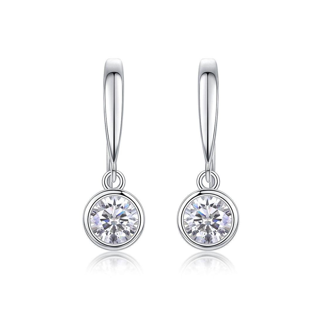 Stud Fashionable Earrings Set With Moissanite S925 Sterling Silver Platinum Plated