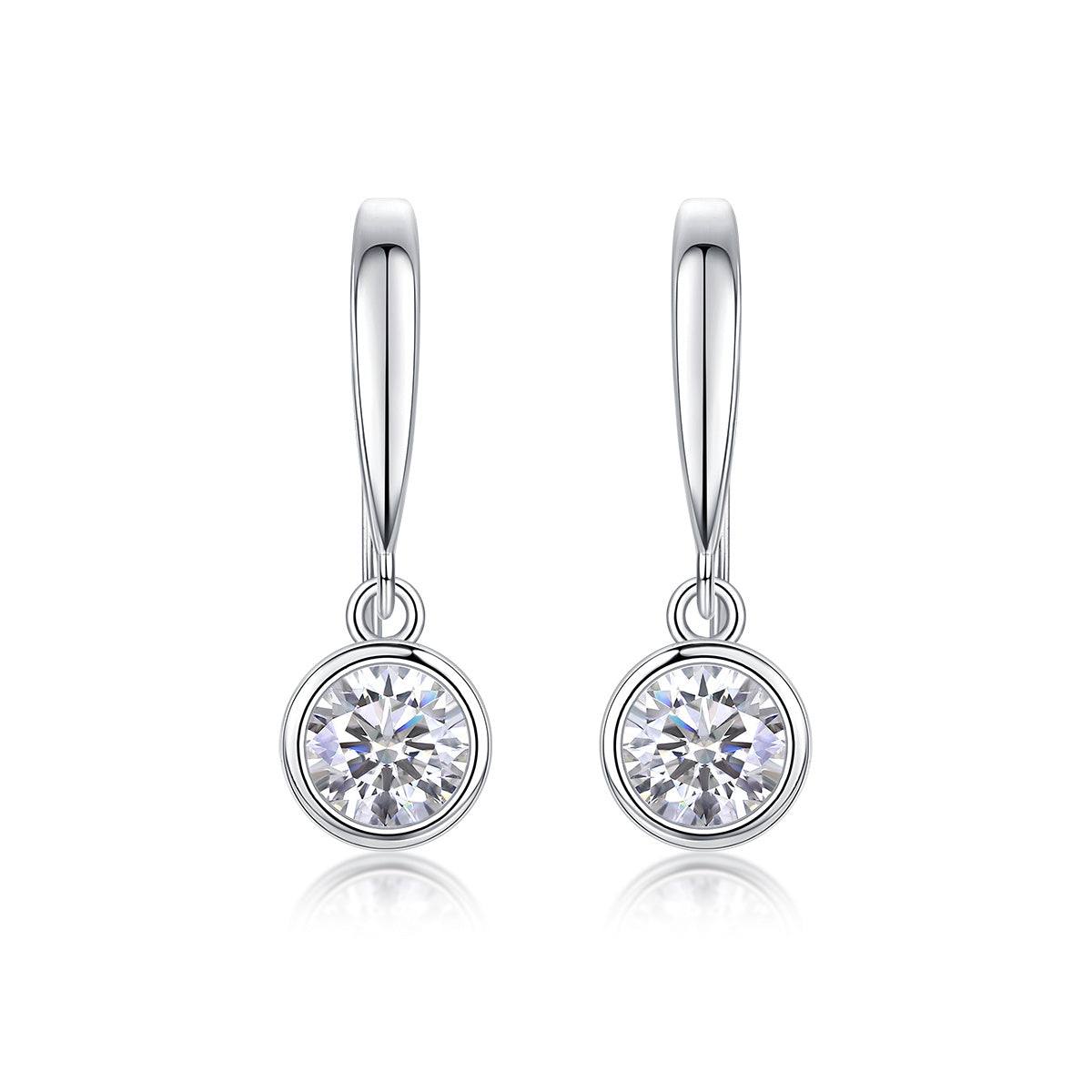 Solitaire Stud Earrings Set With Moissanite S925 Sterling Silver Platinum Plated