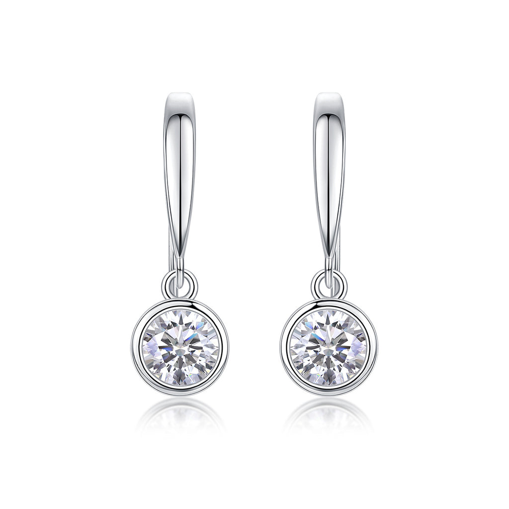 Solitaire Stud Earrings Set With Moissanite S925 Sterling Silver Platinum Plated