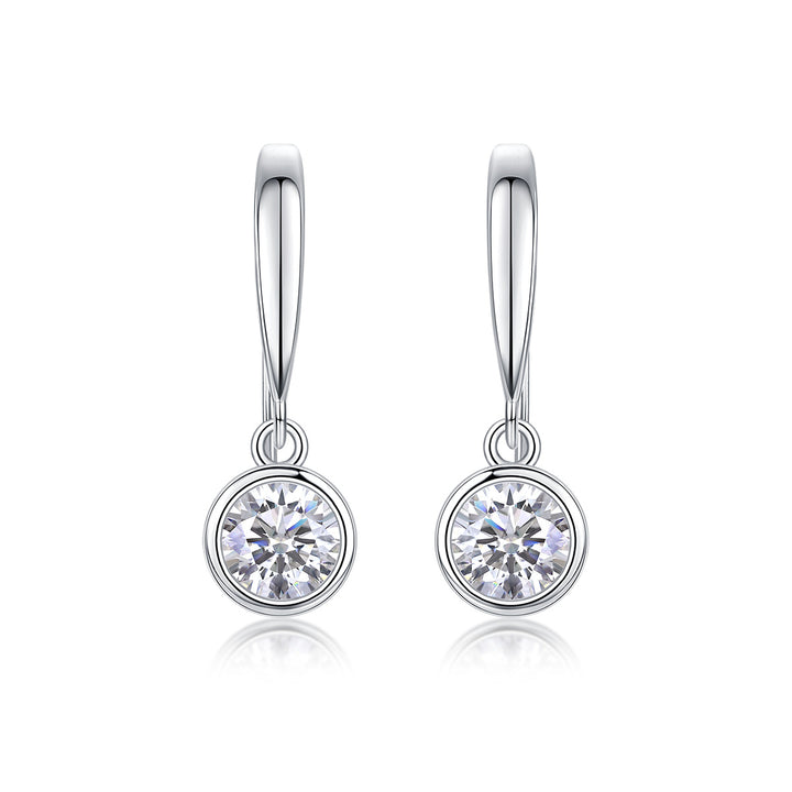 Stud Fashionable Earrings Set With Moissanite S925 Sterling Silver Platinum Plated