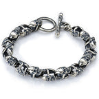 Double-sided Skull Bracelet Sterling Silver S925 Vintage  Silver Bracelet
