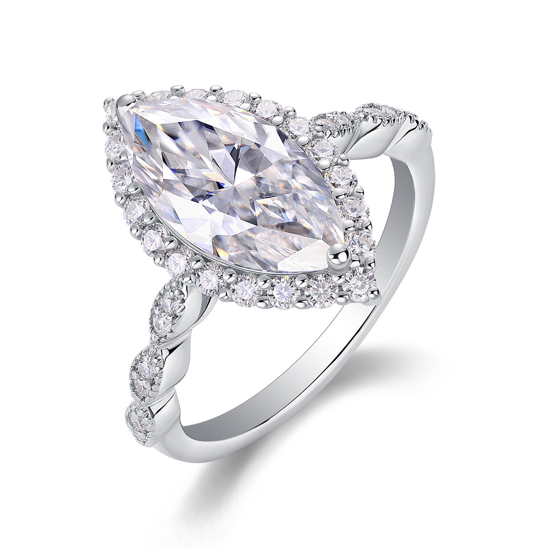 Marquis Moissanite S925 Sterling Silver And Platinum-plated Diamond Ring