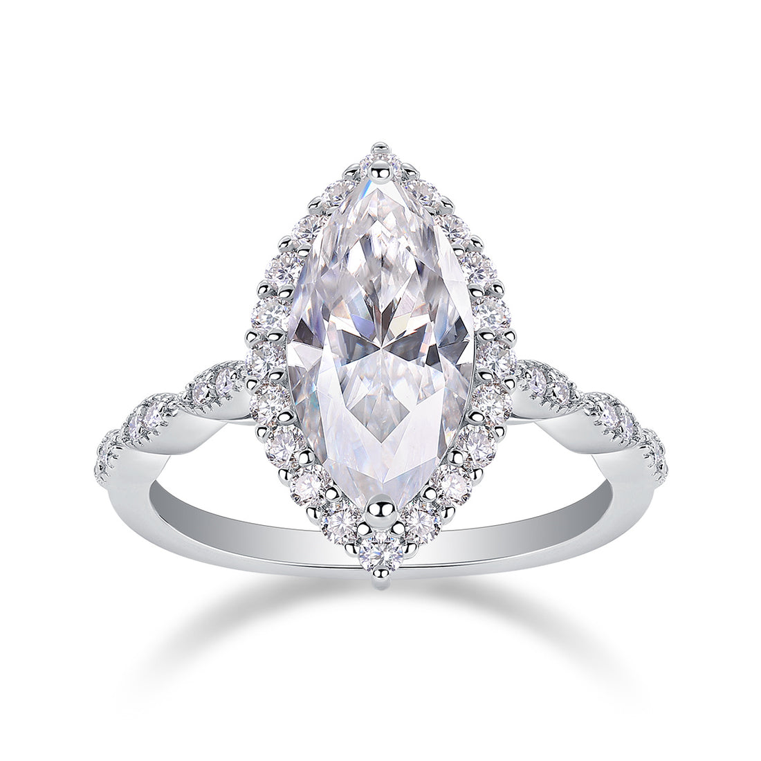 Marquis Moissanite S925 Sterling Silver And Platinum-plated Diamond Ring