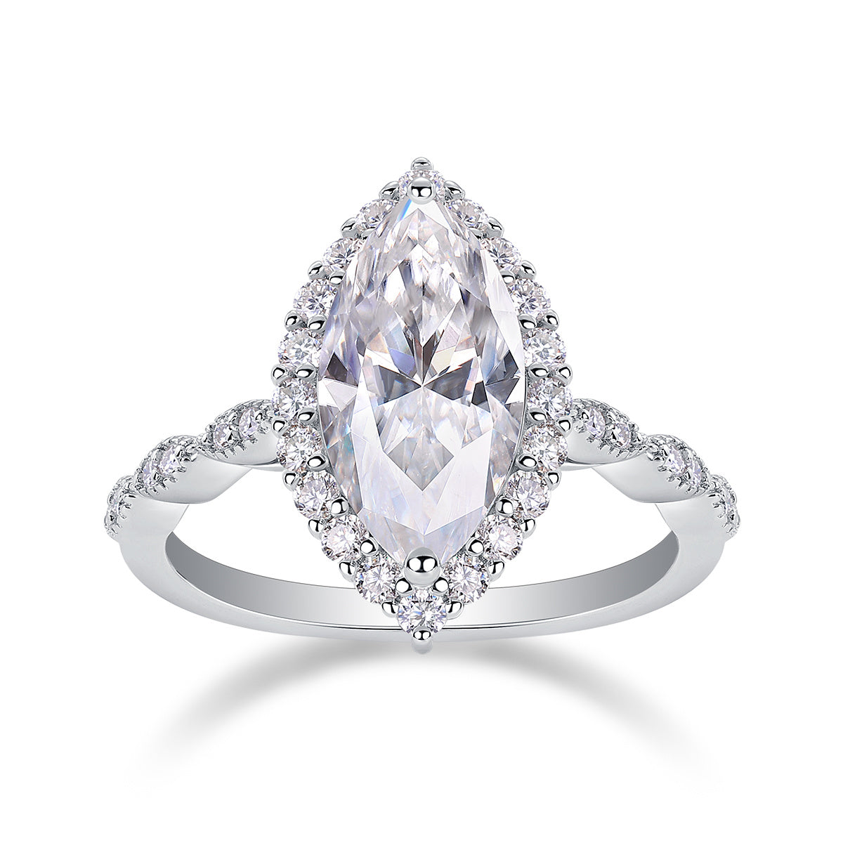 Marquis Moissanite S925 Sterling Silver And Platinum-plated Diamond Ring