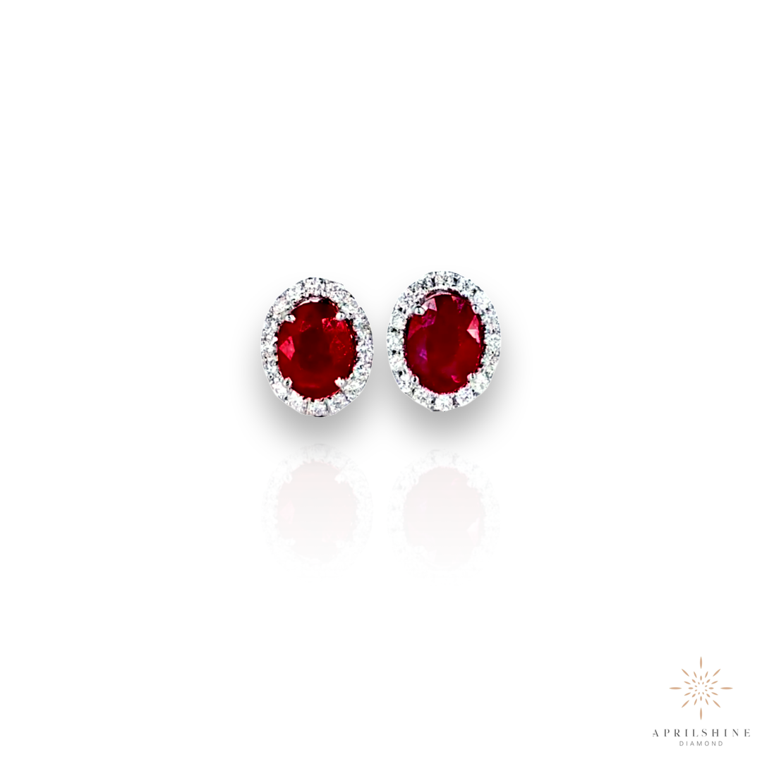 14K Gold Diamond Ruby Earrings