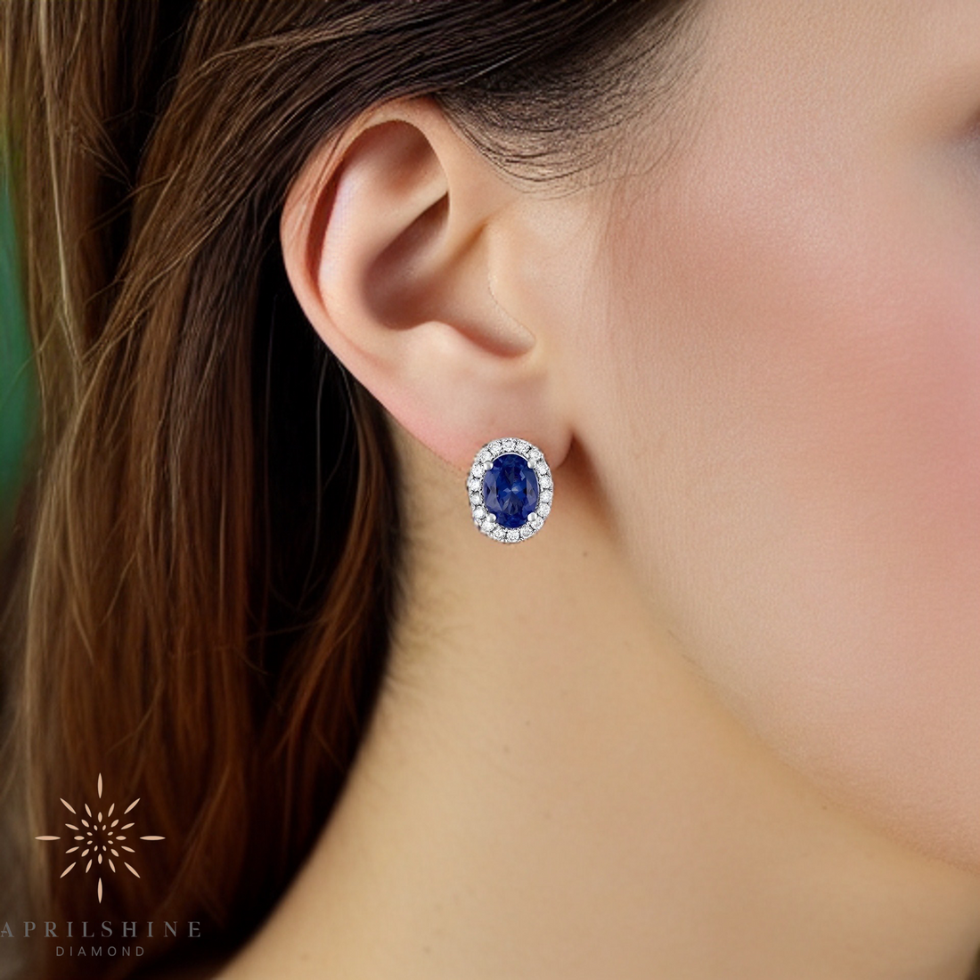 14K Gold Sapphire Diamond Earrings