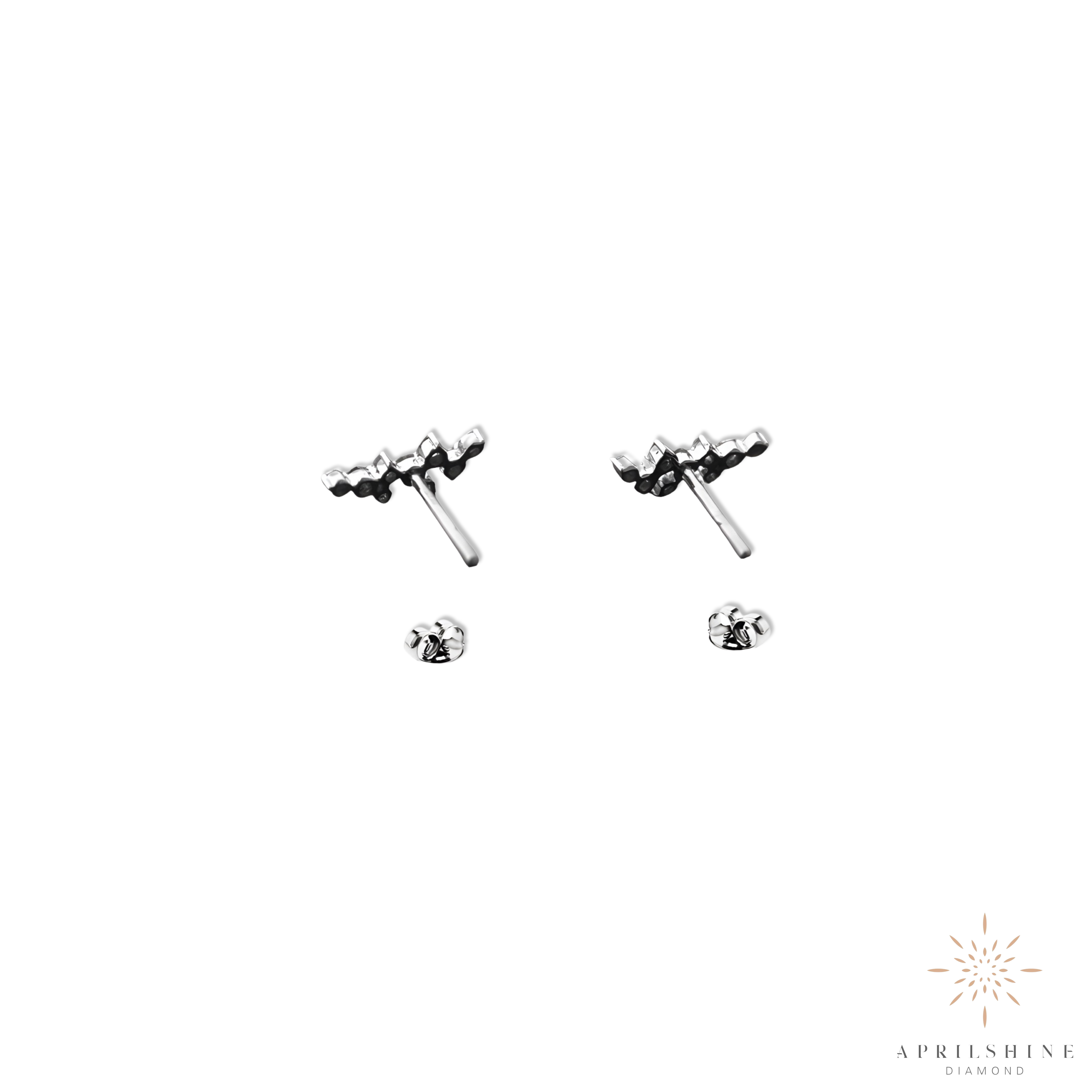 14K Gold Diamond Cluster Earrings