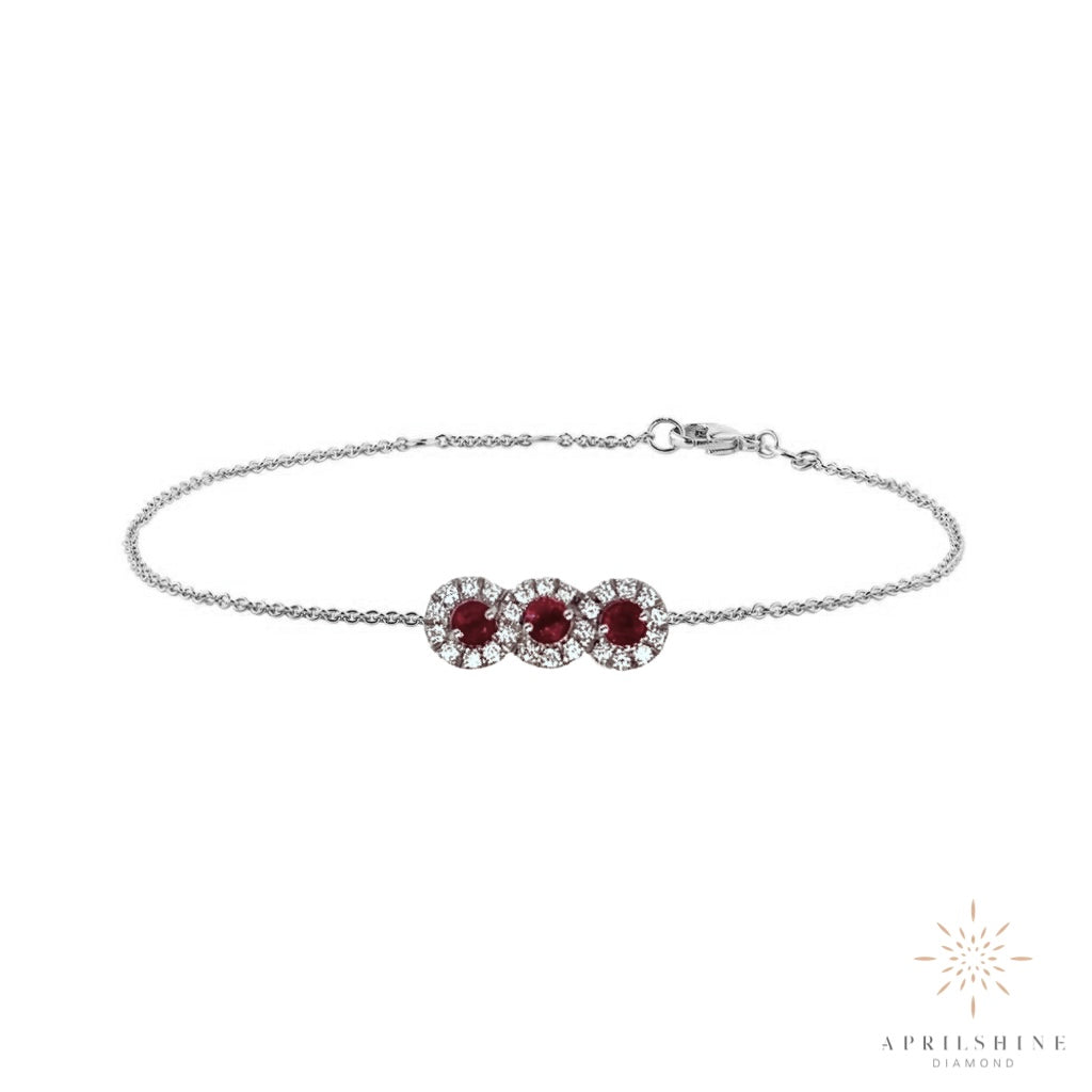 14K Gold Ruby Diamond Bracelet