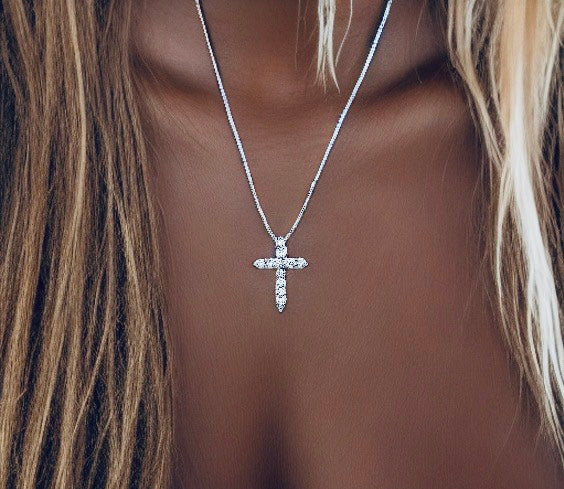 14K Gold Diamond Cross Pendant