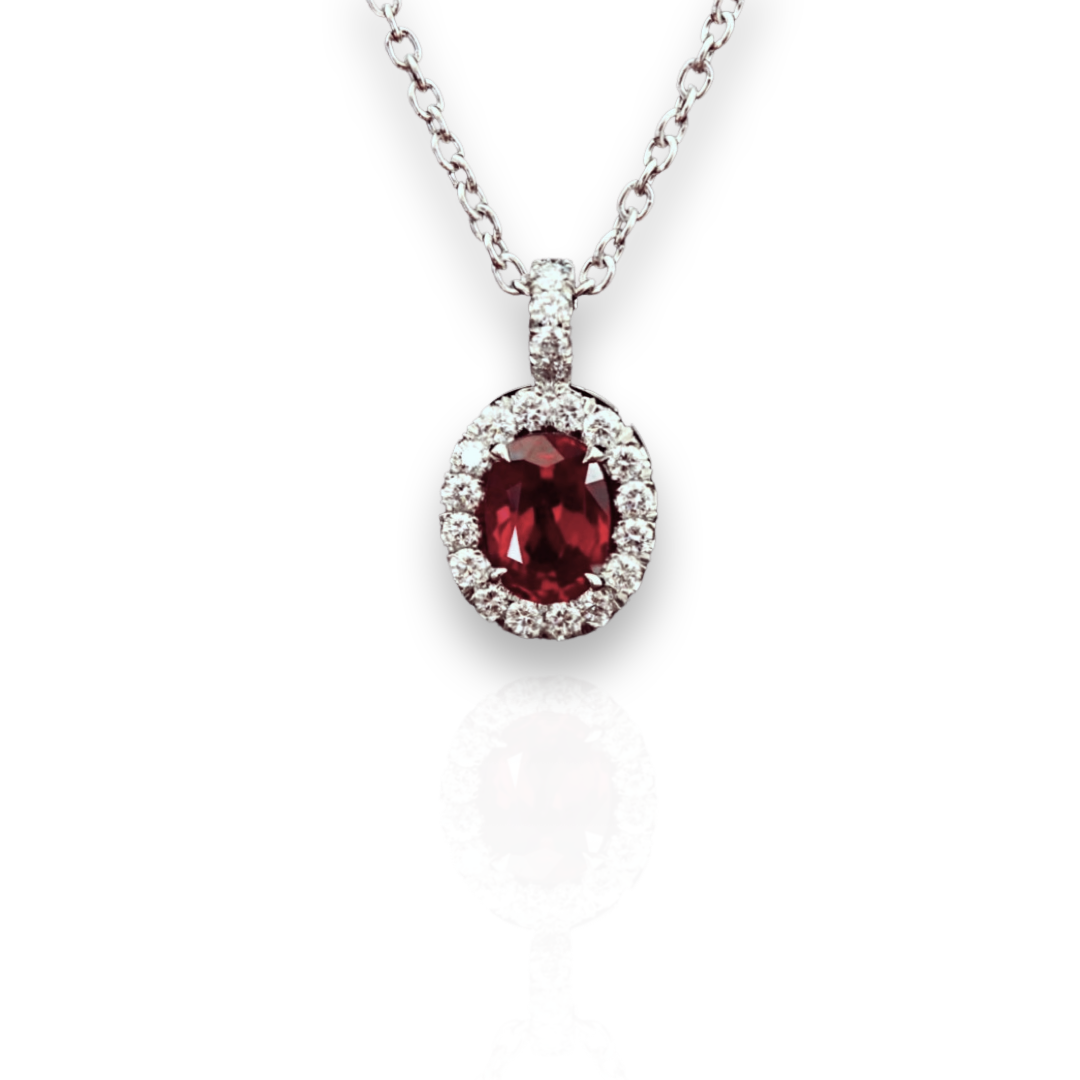 14K Gold Diamond Ruby Pendant