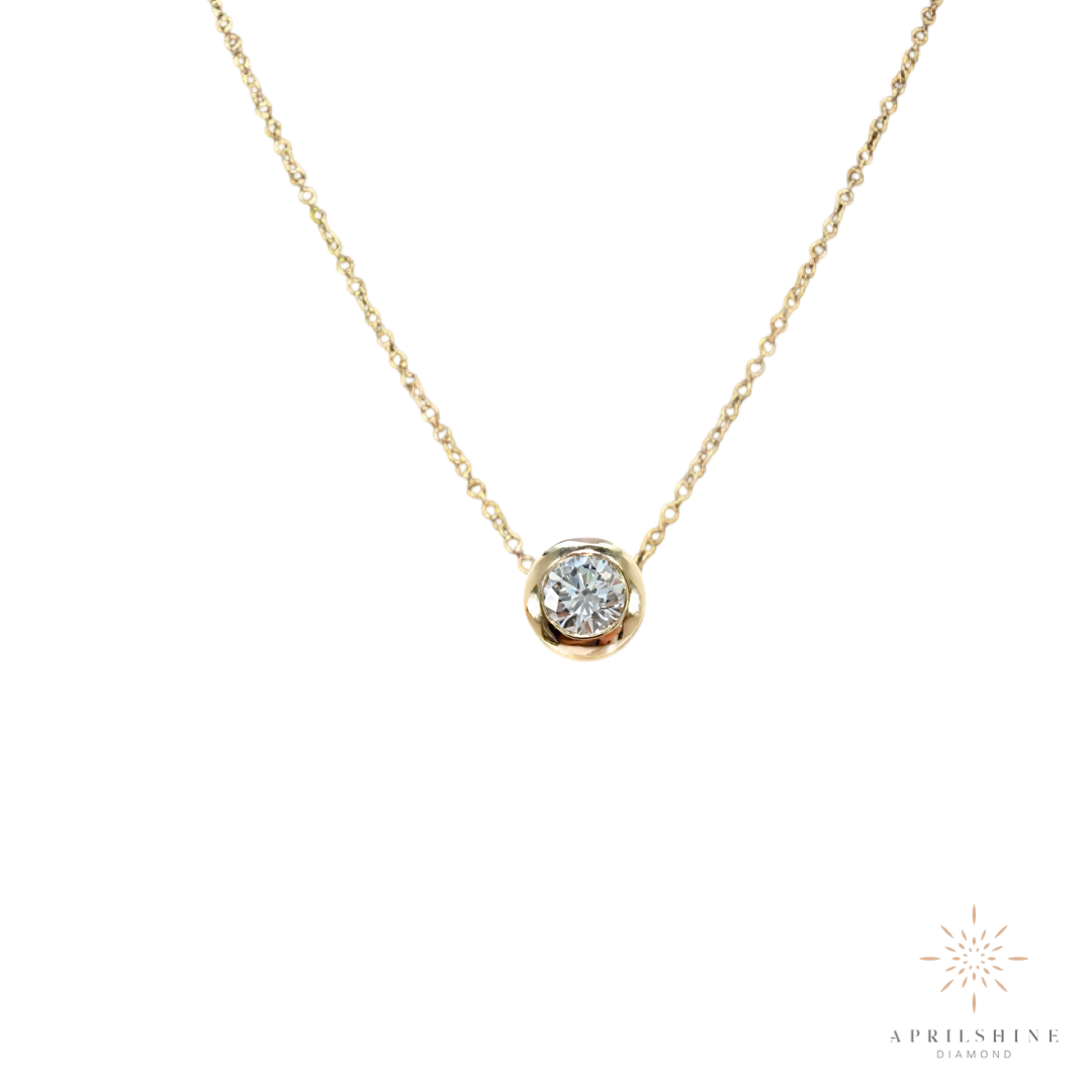 14K Gold Solitaire Diamond Pendant