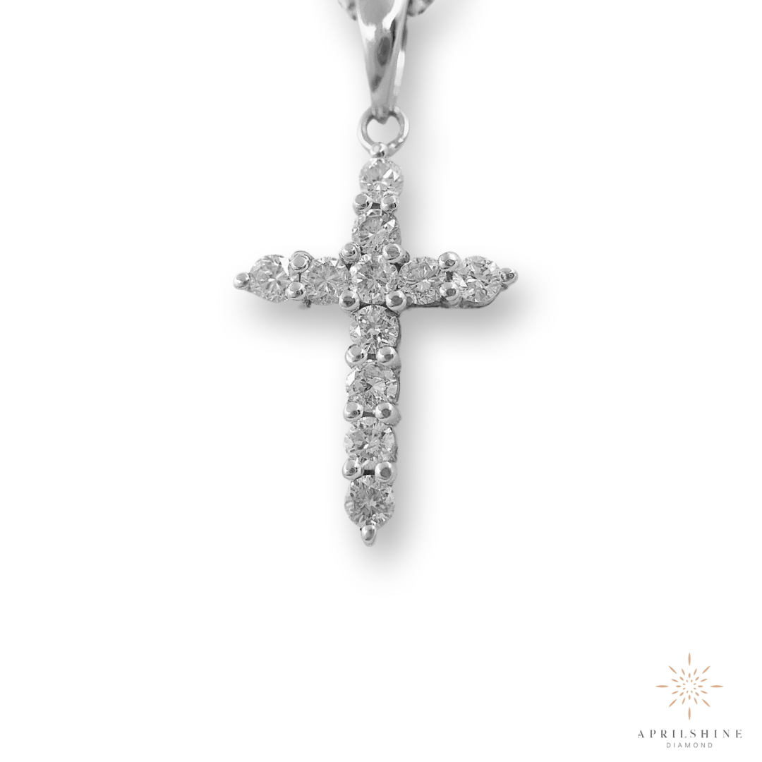 14K Gold Diamond Cross Pendant