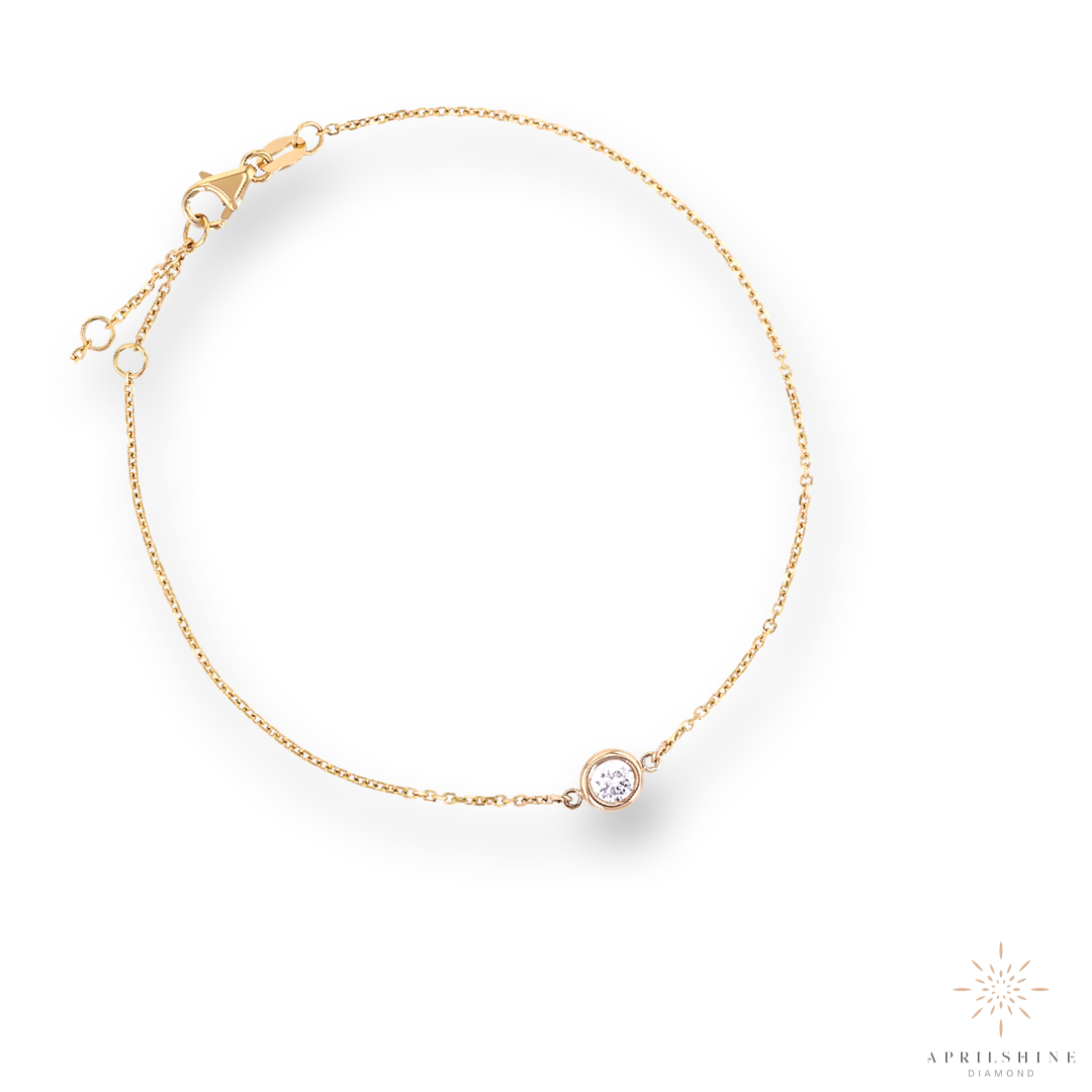 14K Gold Solitaire Diamond Bracelet