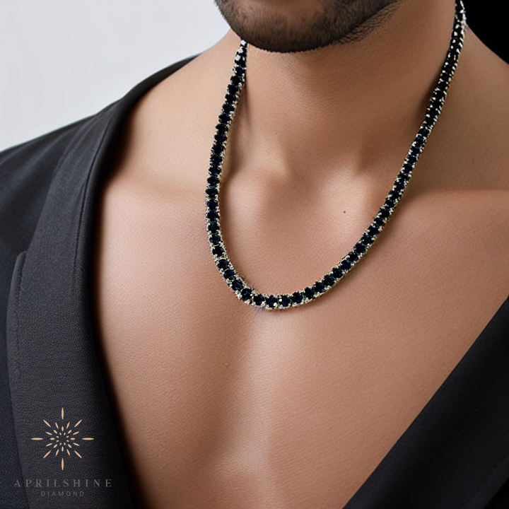 Black Diamond Tennis Necklace