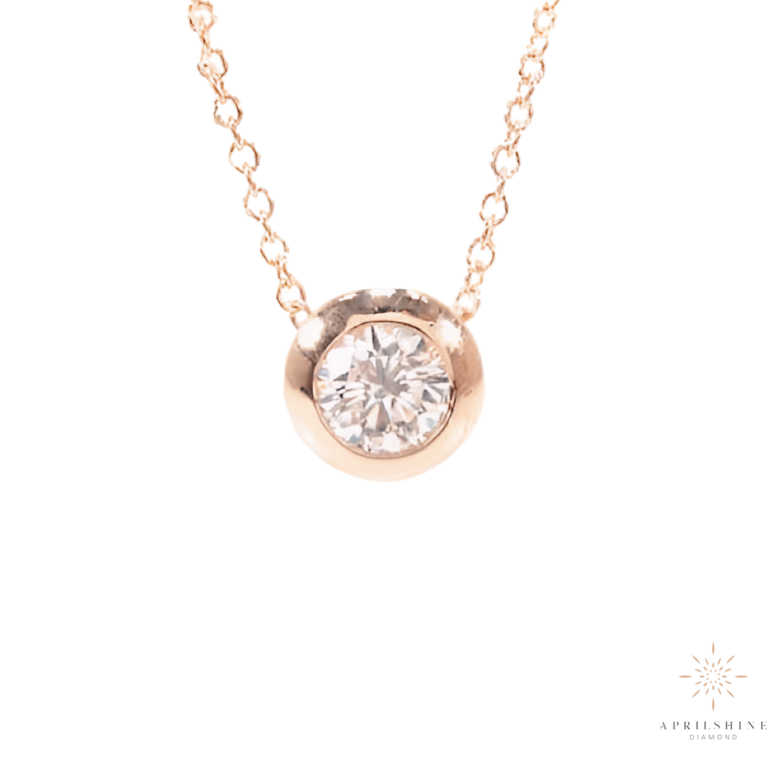 14K Gold Solitaire Diamond Pendant