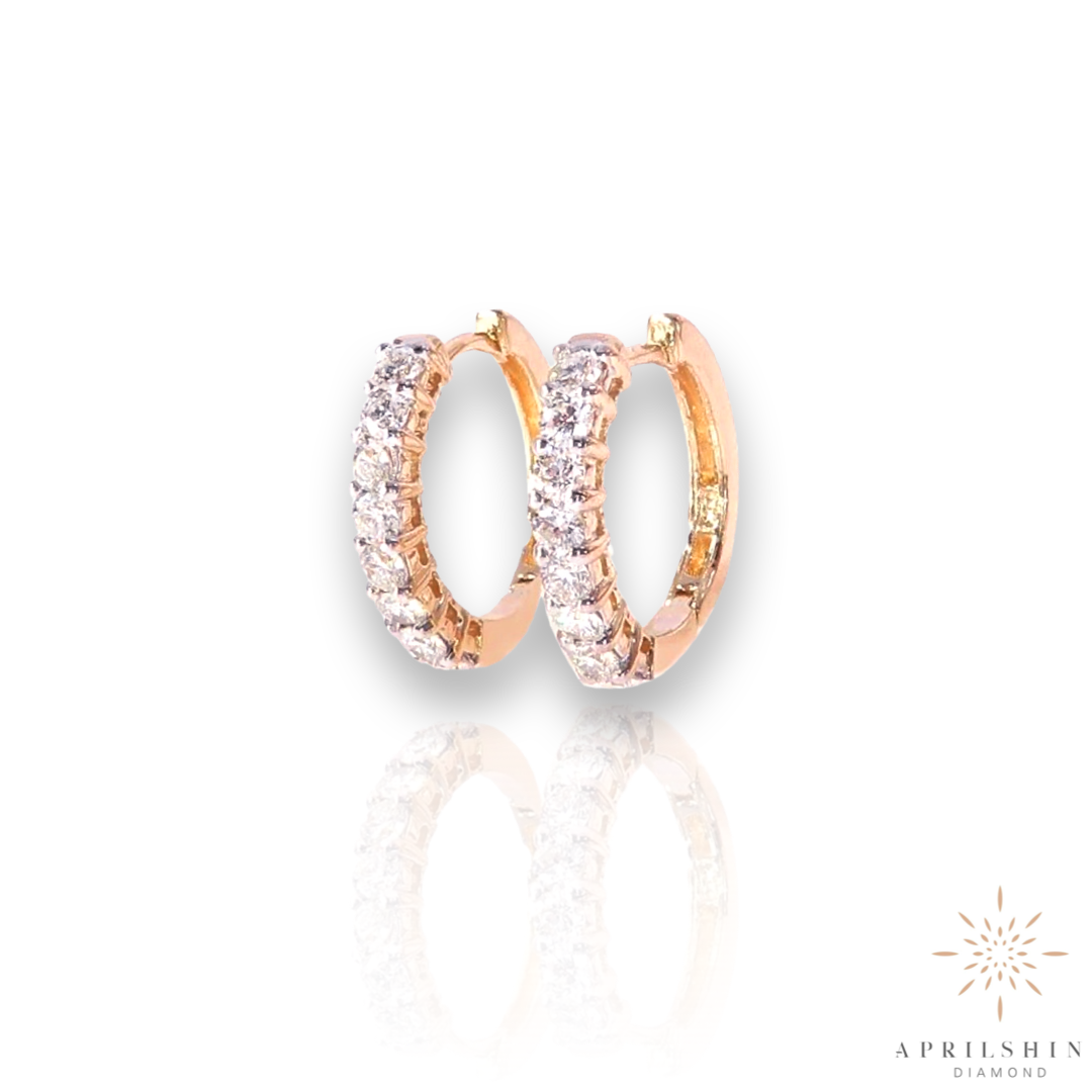 14K Gold Diamond Hoops Earring