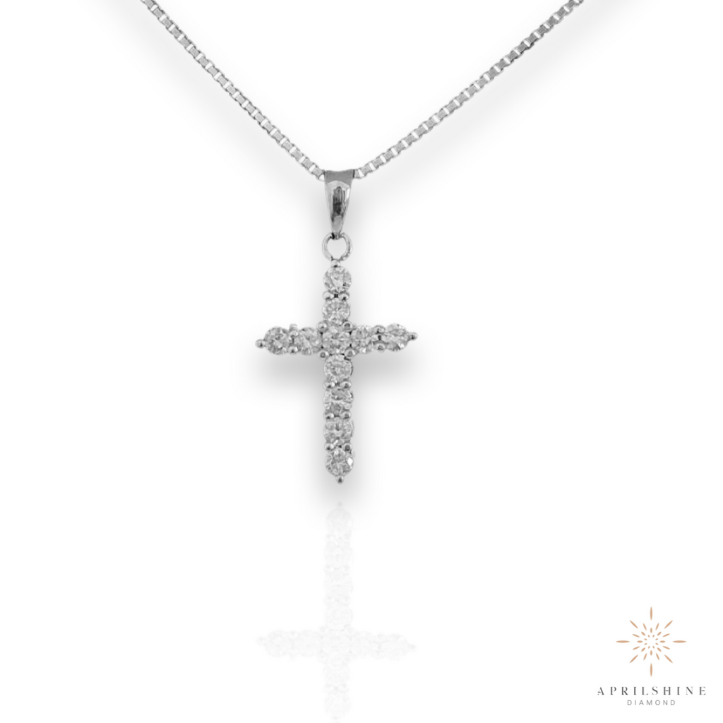 14K Gold Diamond Cross Pendant