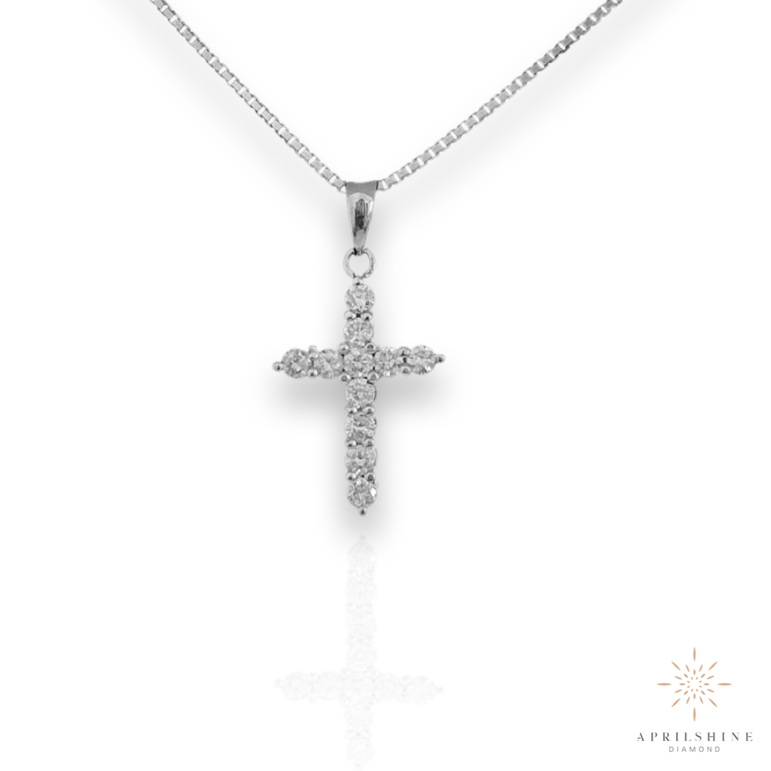 14K Gold Diamond Cross Pendant