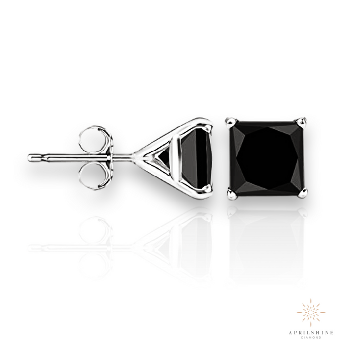 14K Gold Black Diamond Stud