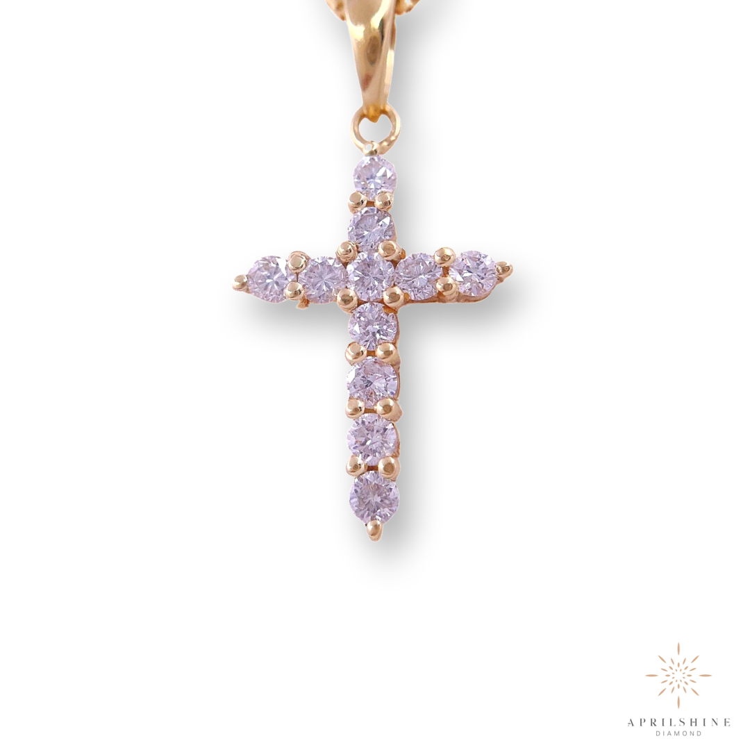 14K Gold Diamond Cross Pendant