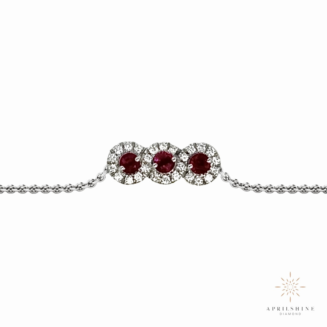 14K Gold Ruby Diamond Bracelet