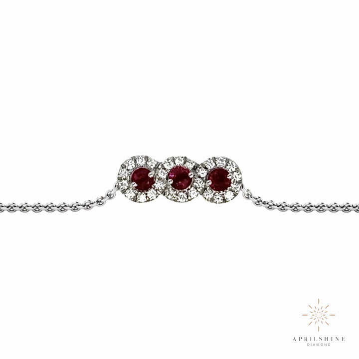 14K Gold Ruby Diamond Bracelet