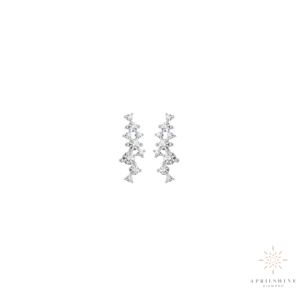 14K Gold Diamond Cluster Earrings