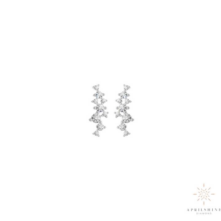 14K Gold Diamond Cluster Earrings