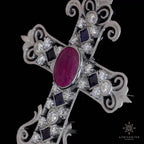Natural Ruby 925 Moissanite Cross Pendant