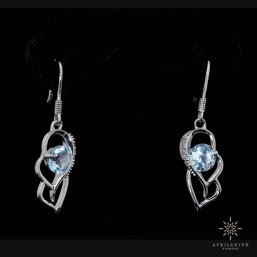 14k Aquamarine Diamond Earring