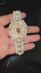 Rolex Two Tone Yellow Gold Datejust Moissanite Watch