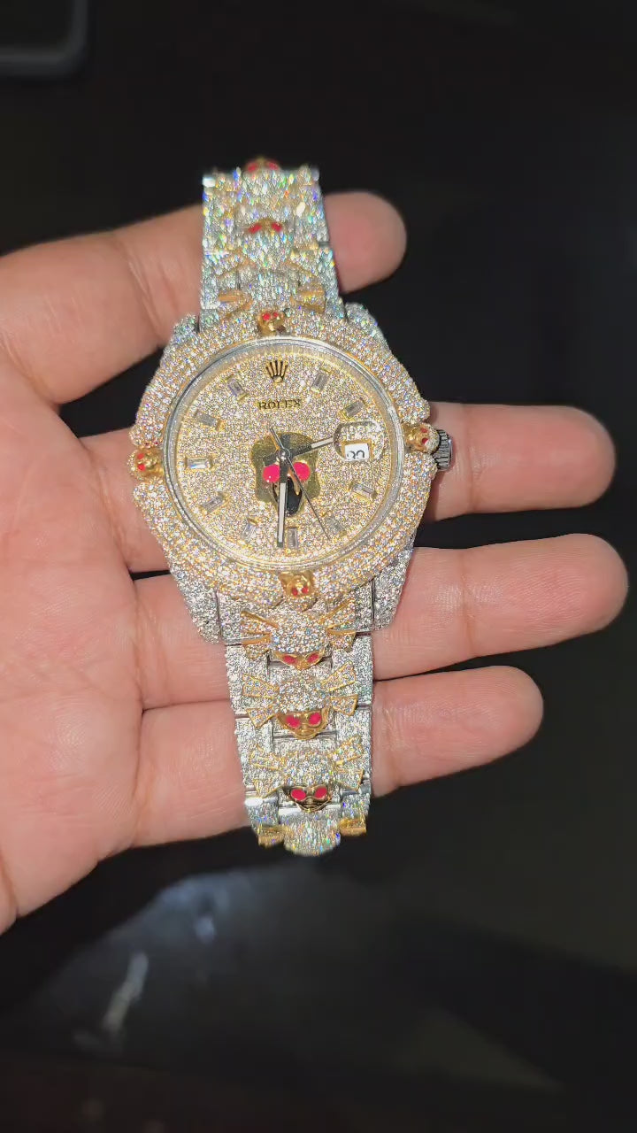 Rolex Two Tone Yellow Gold Datejust Moissanite Watch