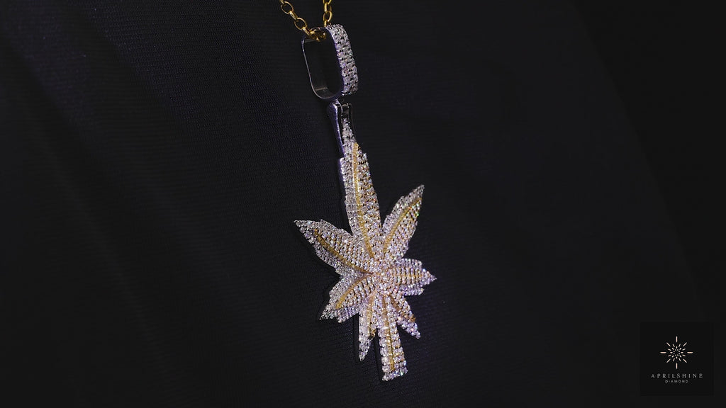 925 Moissanite Weed Pendant