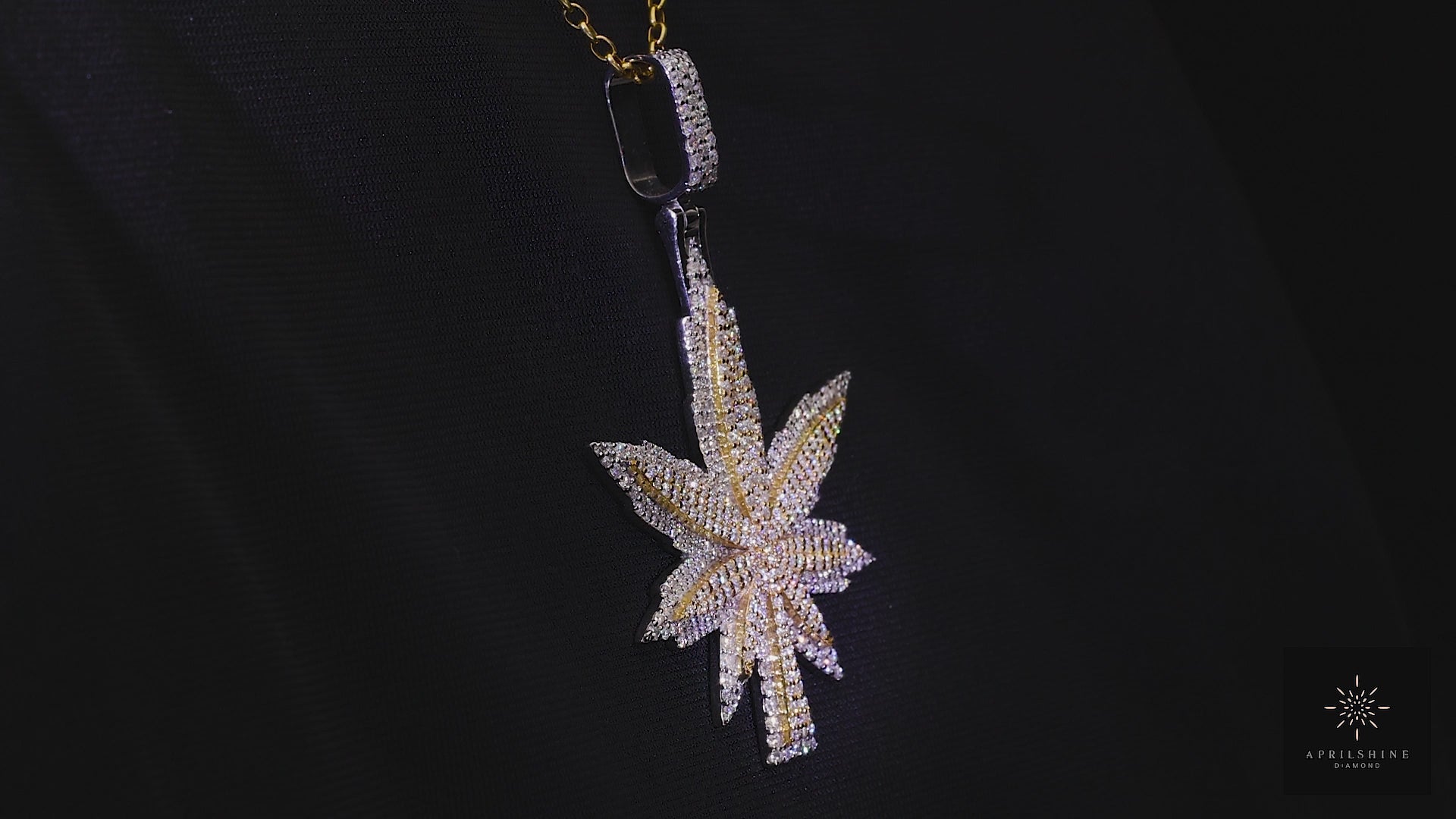 925 Moissanite Weed Pendant