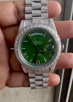 Rolex Green Dial Moissanite Watch