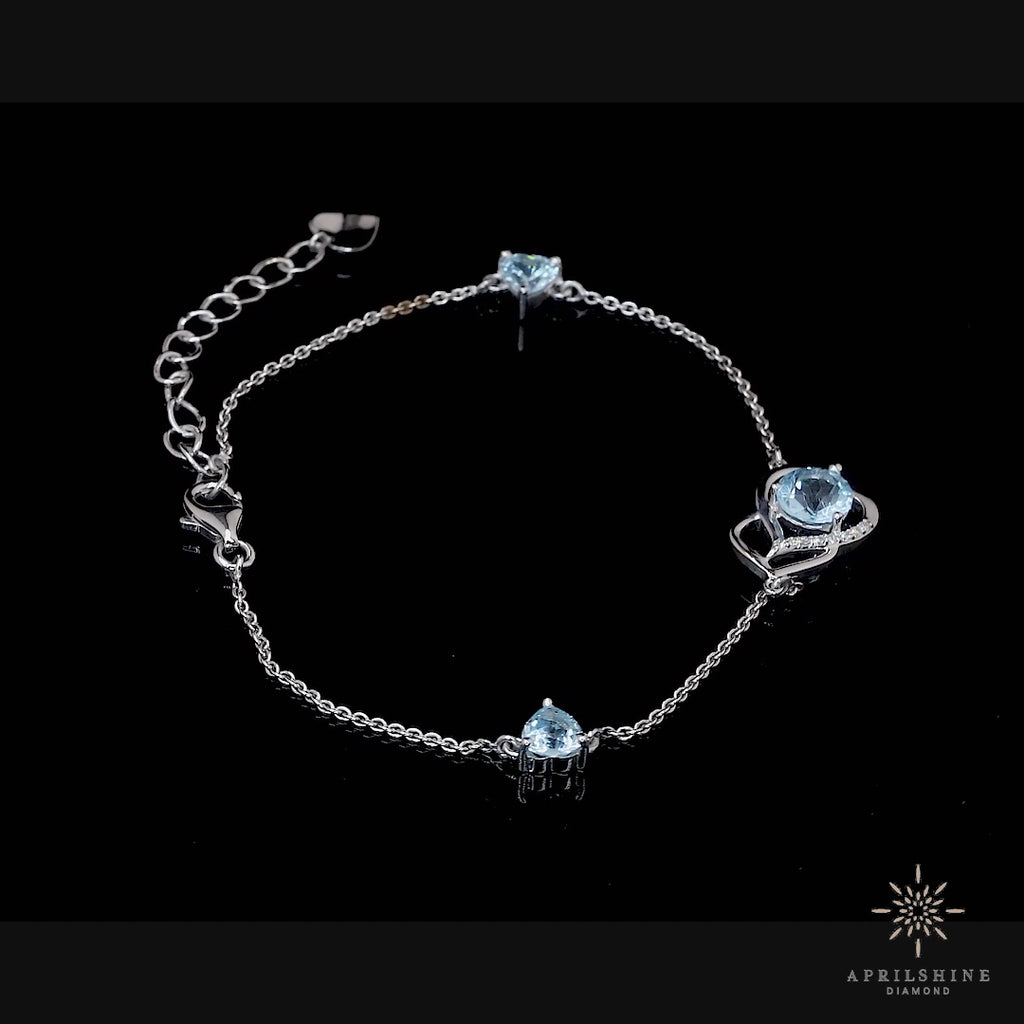 14k Aquamarine Diamond Bracelet