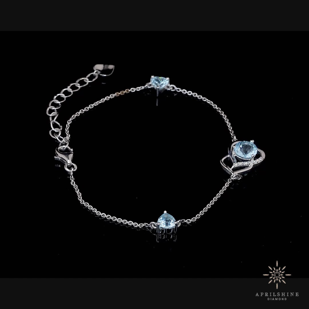 14k Aquamarine Diamond Bracelet