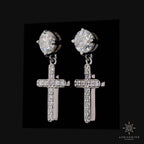 Moissanite Cross Earrings For Men