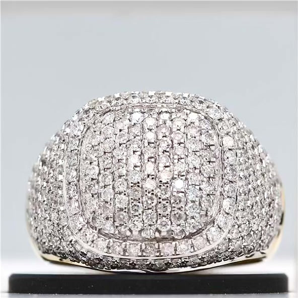 10K GOLD DIAMOND PAVE CUSHION TOP RING