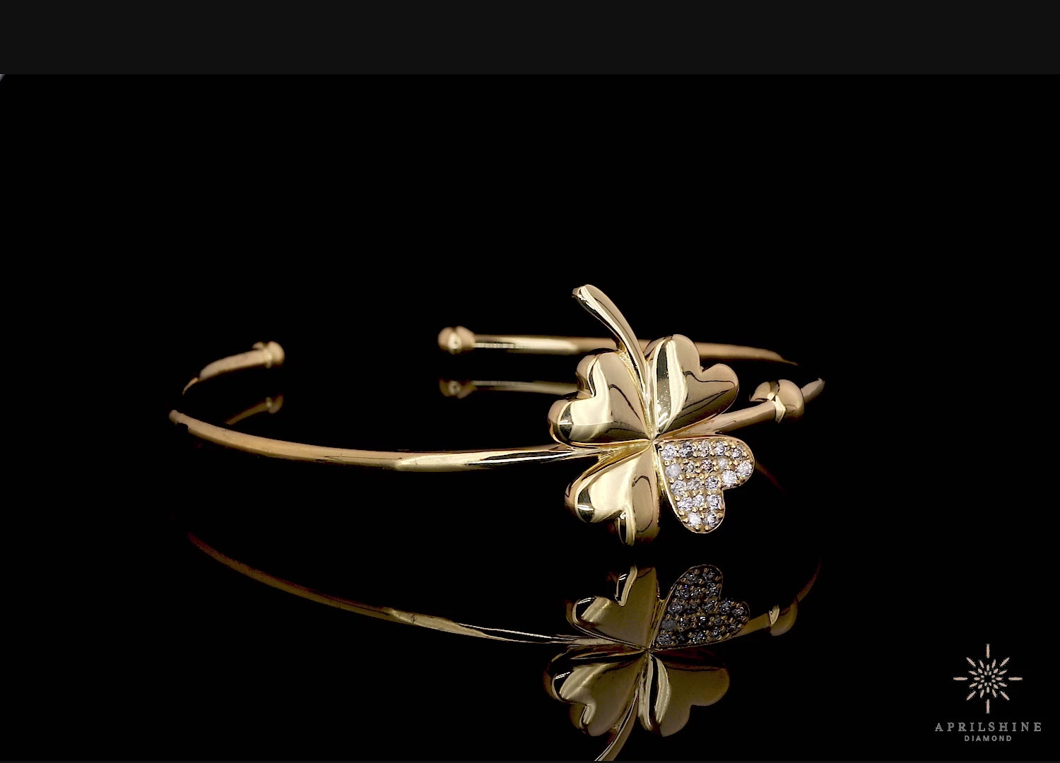 Natural Diamond Flower Bangle