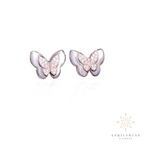 14K Rose Gold Two Style Diamond Butterfly Earring